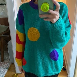 Vintage Espirit Sports Rainbow Vintage Fun Colorblock Sweater